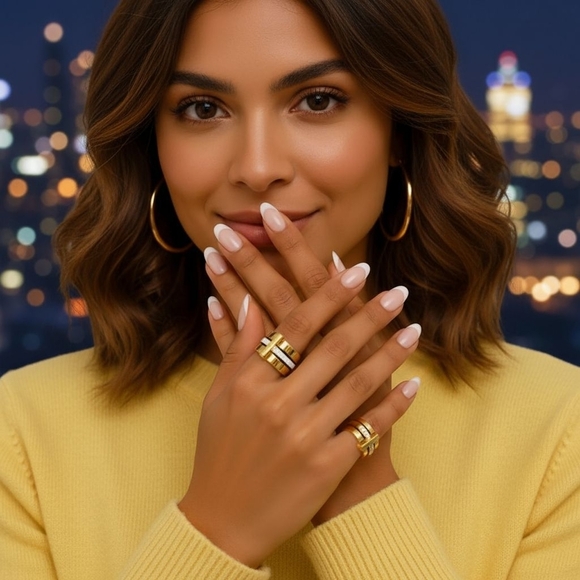 Modern Classic Roman Numeral Unisex Ring 18K Gold Plated Stainless Steel Sz 7 - Picture 12 of 15